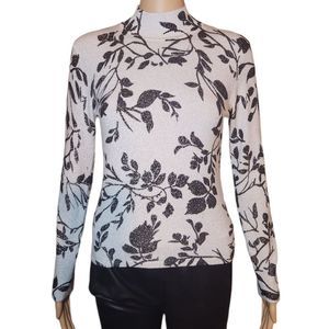 Pierri NY Sweater Floral Black White Womens Size XL